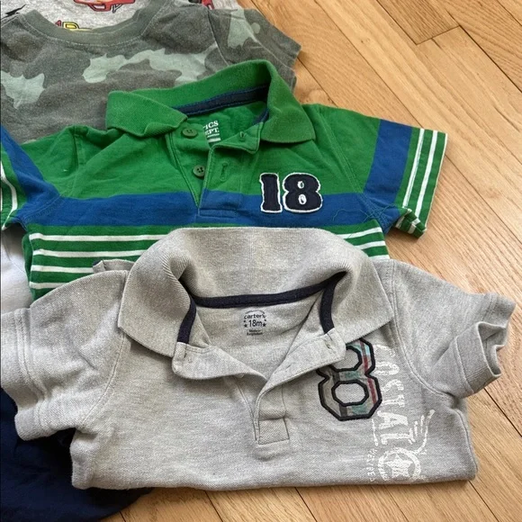 Mixed Kids Short Sleeve Shirts & Shirts Bundle - Gray, Green, Blue, Red - Picture 6 of 6